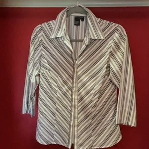 Whit black gray blouse